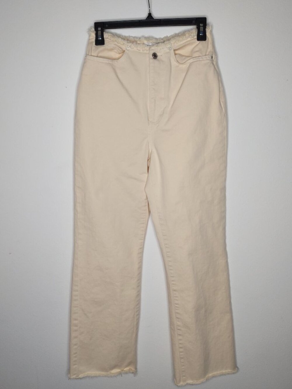 NWT We Wore What Women's Cream/Frayed Straight Twill Denim Jeans Size 27